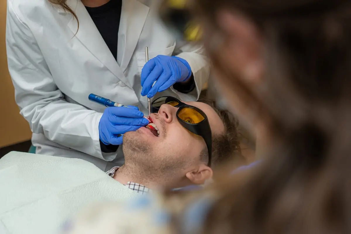 Dr. Shaver creating dental veneers for a patient